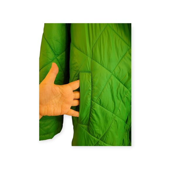 Daisy kelly green long packable snap front puffer jacket size L EUC - Picture 6 of 8